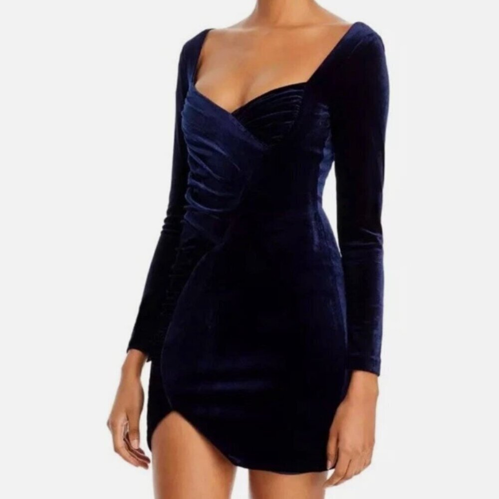 Bardot Navy Velvet Xena Dress Size Xs